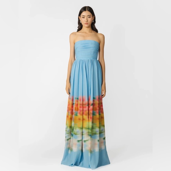 Strapless Maxi Dress with Colorful Hem - Picture 1 of 8